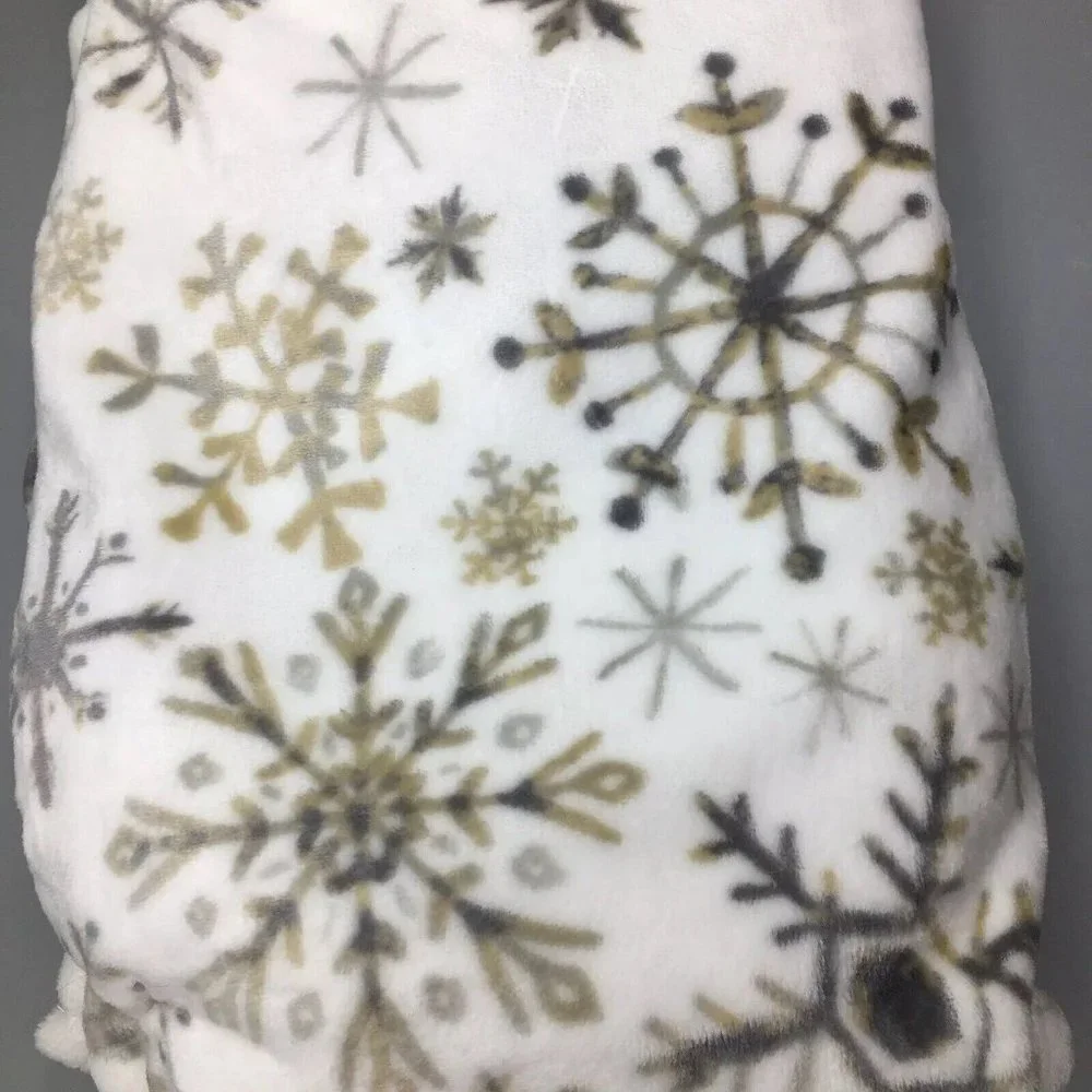 Envogue Falling Snowflakes Throw Blanket Microfleece Christmas Holiday Gray NEW